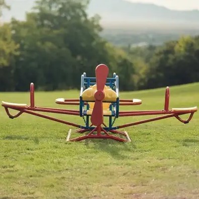 Airplane teeter totter Ace Flyer with three-seat wing design