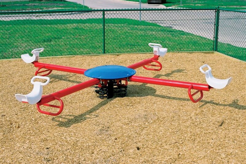 Classic steel playground teeter totter with two seats
